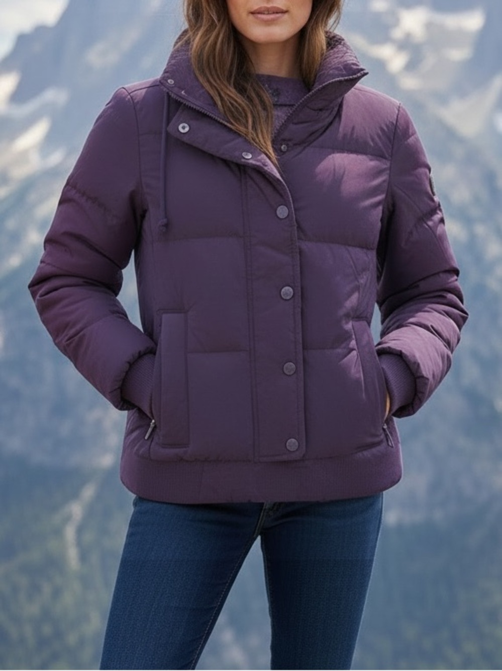 Juicy Couture Deep Eggplant Purple Hooded Puffer Jacket Size Small